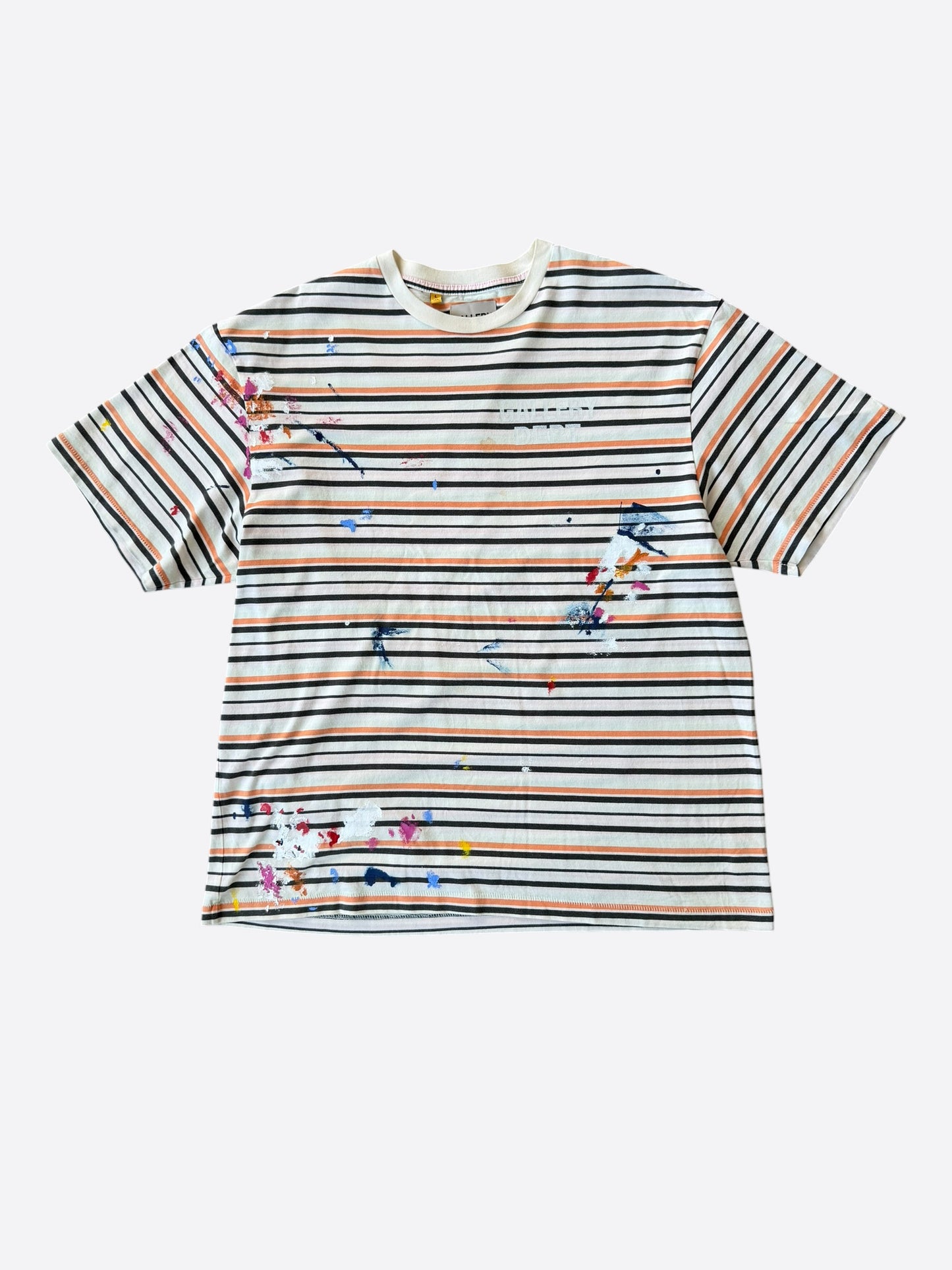 Gallery Dept Multicolor Striped Paint Splatter Logo T-Shirt