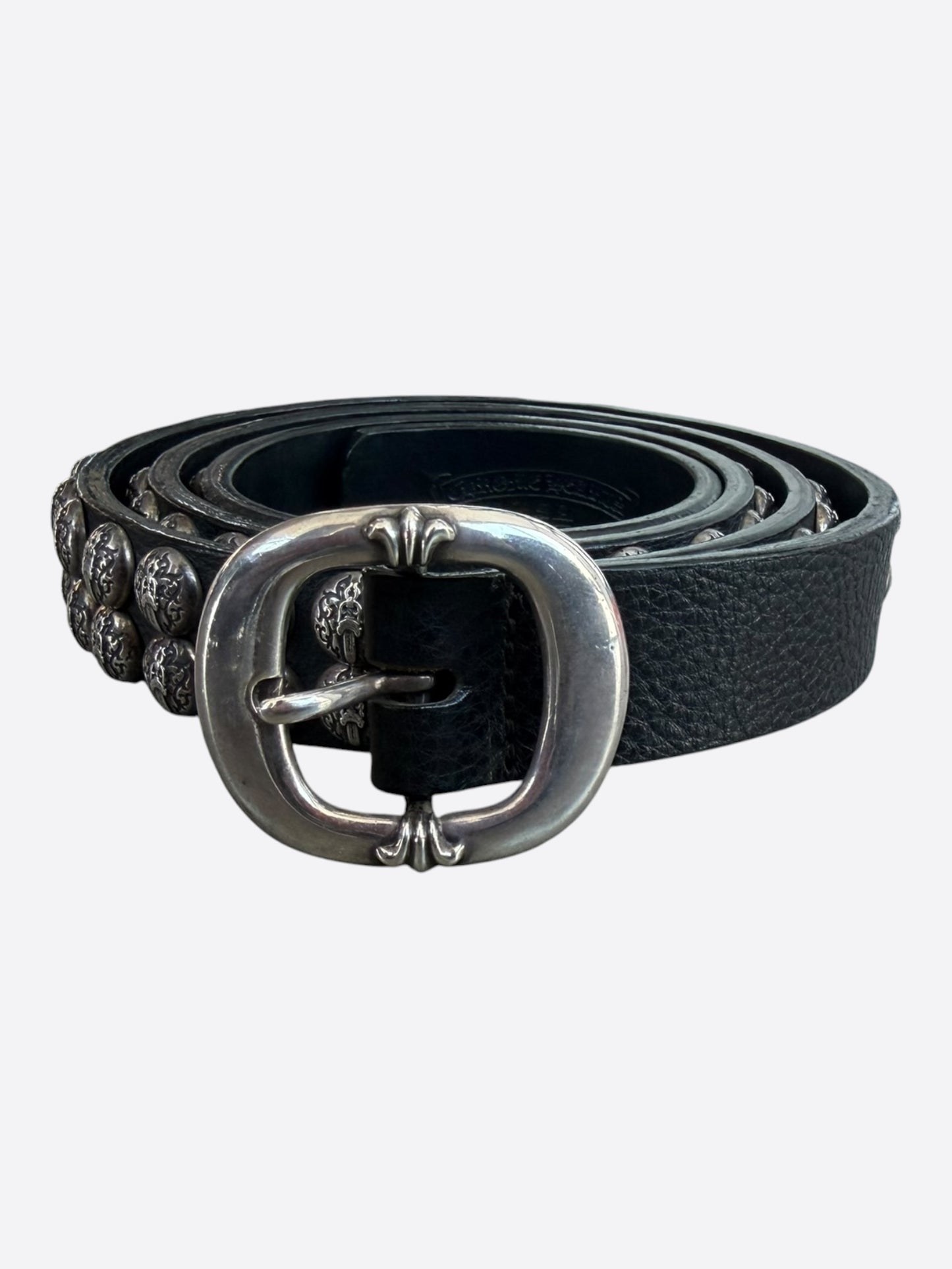 Chrome Hearts Black & Silver Dagger Logo Studded Gunslinger Belt