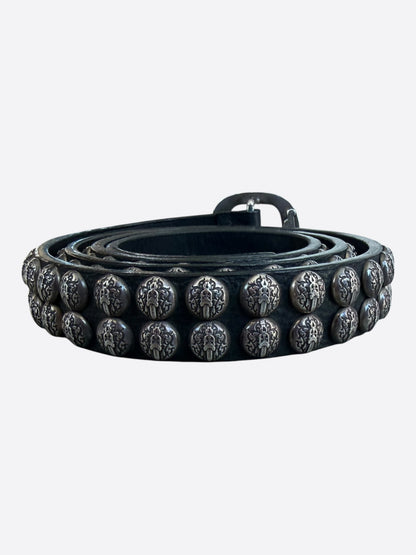 Chrome Hearts Black & Silver Dagger Logo Studded Gunslinger Belt