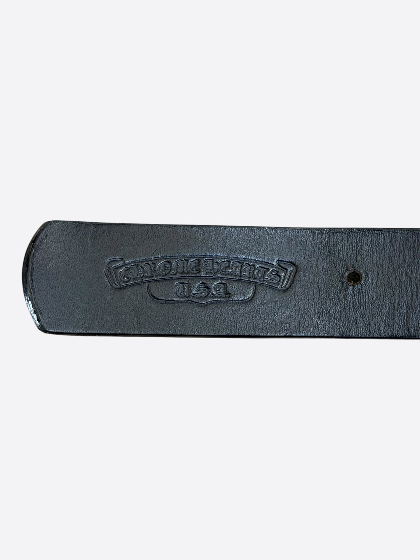 Chrome Hearts Black & Silver Dagger Logo Studded Gunslinger Belt