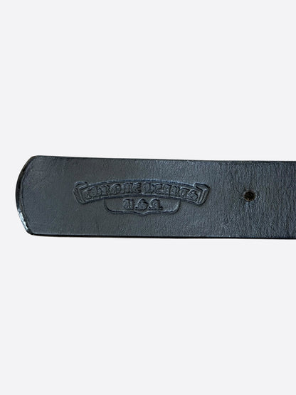 Chrome Hearts Black & Silver Dagger Logo Studded Gunslinger Belt