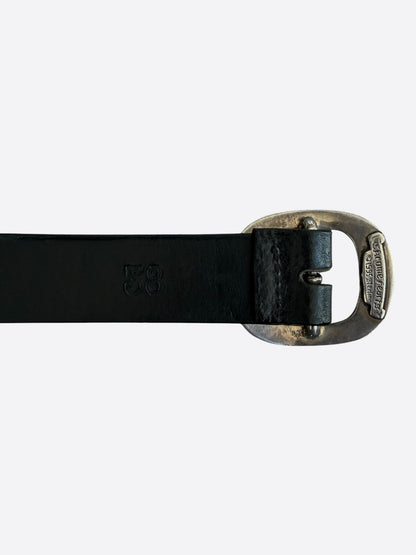 Chrome Hearts Black & Silver Dagger Logo Studded Gunslinger Belt