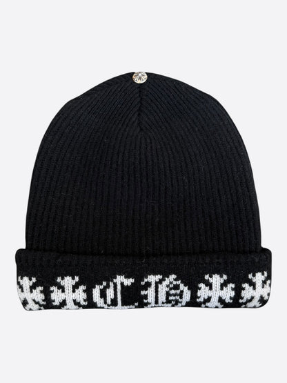 Chrome Hearts Black & White Cross Logo Cashmere Beanie