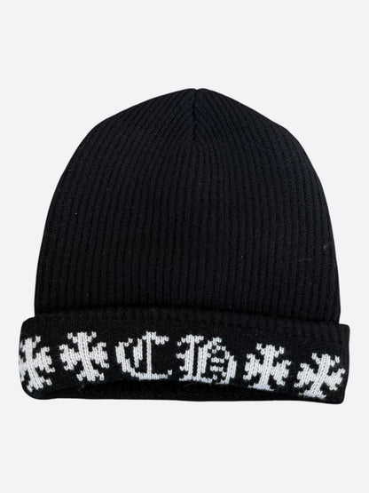 Chrome Hearts Black & White Cross Logo Cashmere Beanie