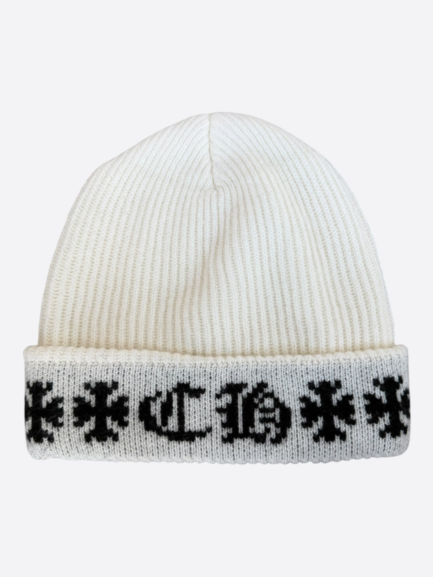 Chrome Hearts White & Black Cross Logo Cashmere Beanie
