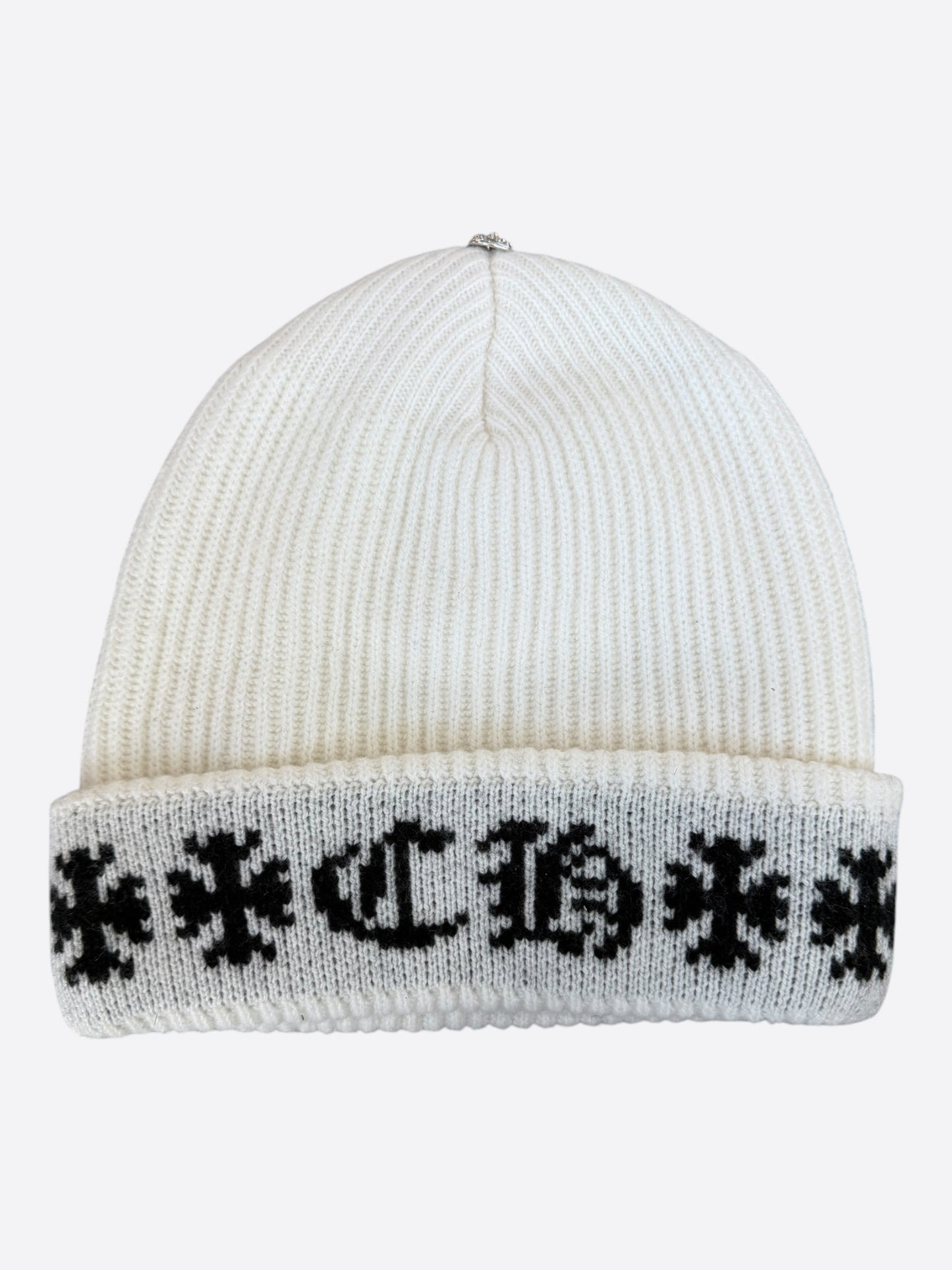 Chrome Hearts White & Black Cross Logo Cashmere Beanie