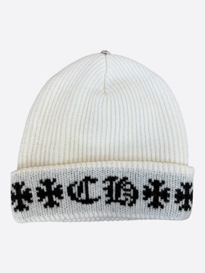 Chrome Hearts White & Black Cross Logo Cashmere Beanie