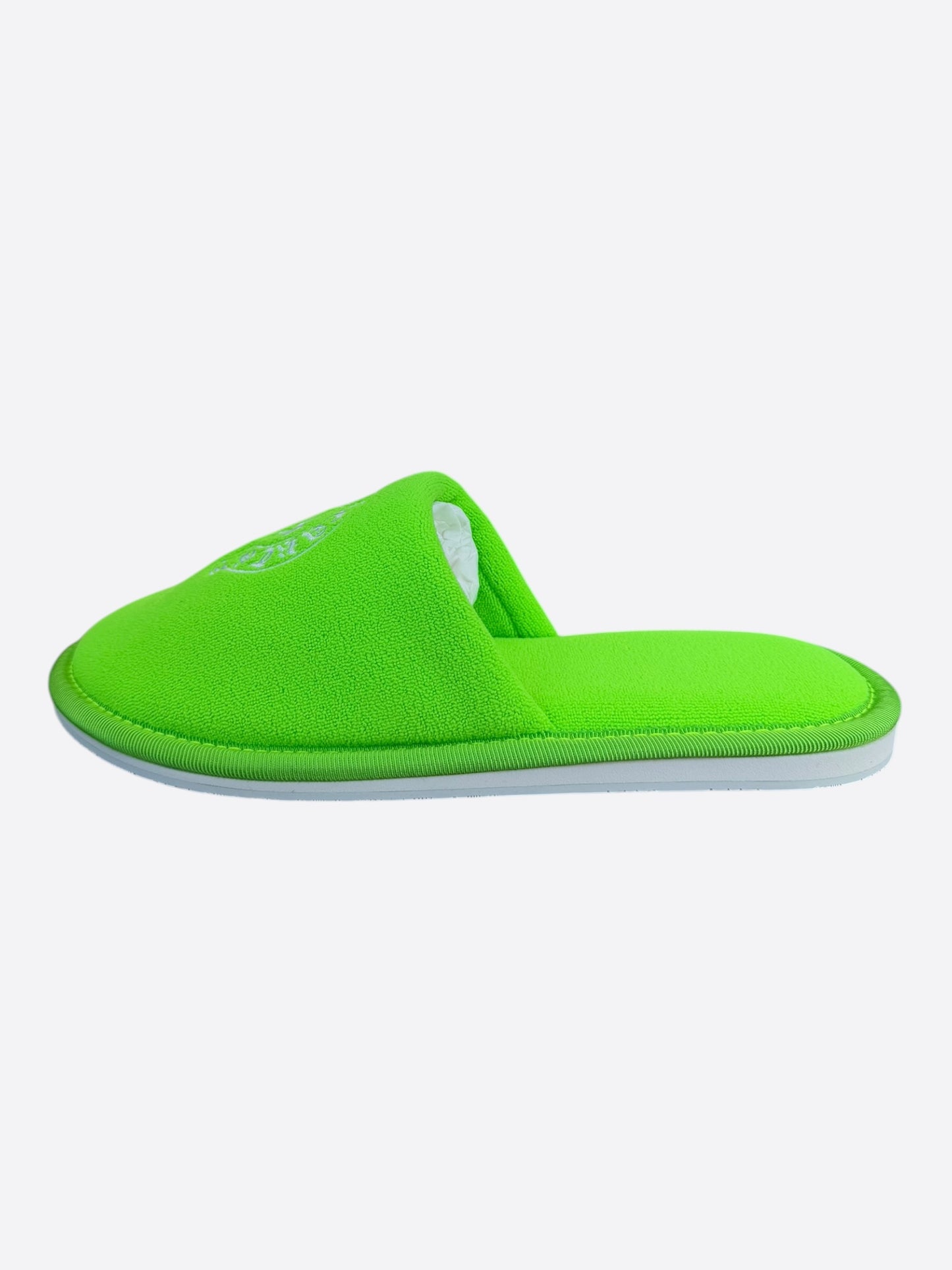 Chrome Hearts Green & White Miami Horseshoe Logo Slippers