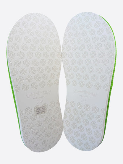 Chrome Hearts Green & White Miami Horseshoe Logo Slippers
