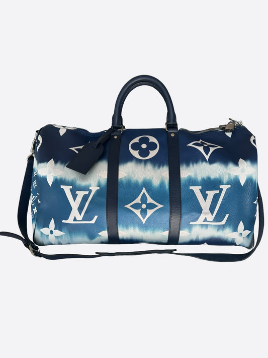 Louis Vuitton Blue & White Escale Monogram Keepall 50