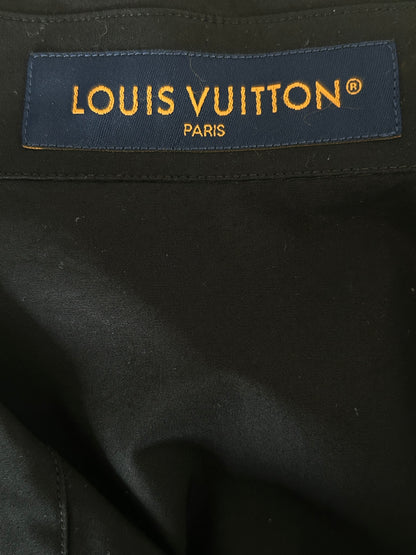 Louis Vuitton Black Embroidered Logo Button Up Shirt