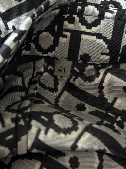 Dior Grey & Black Oblique Silk Button Up Shirt