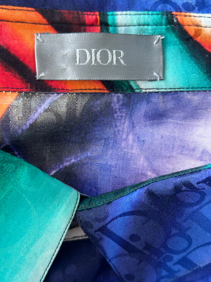 Dior Kenny Scharf Oblique Face Graphic Button Up Shirt