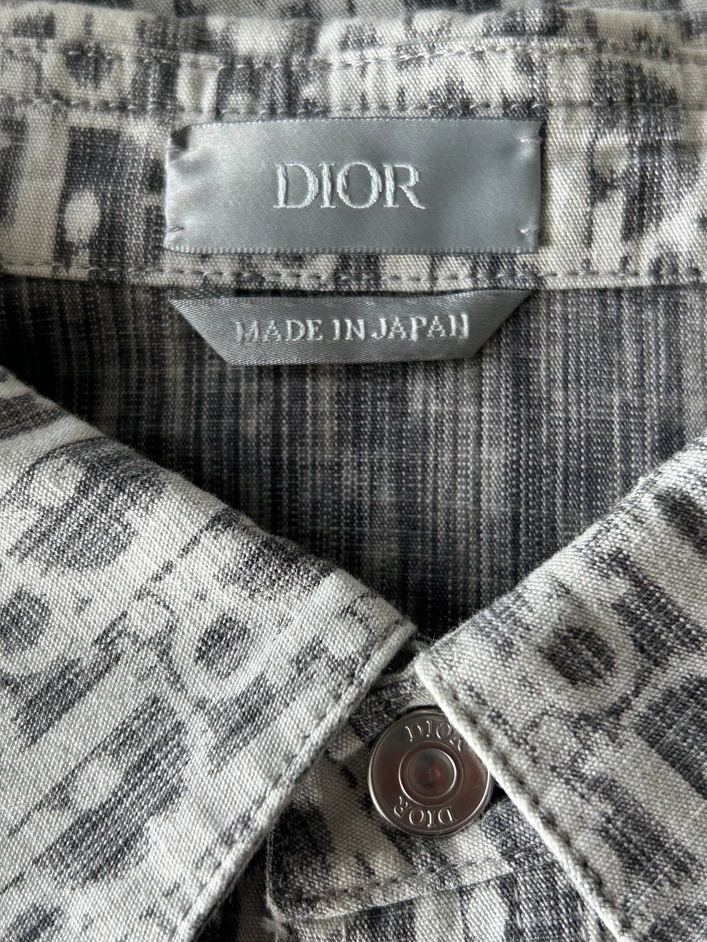 Dior Grey & White Oblique Button Up Shirt