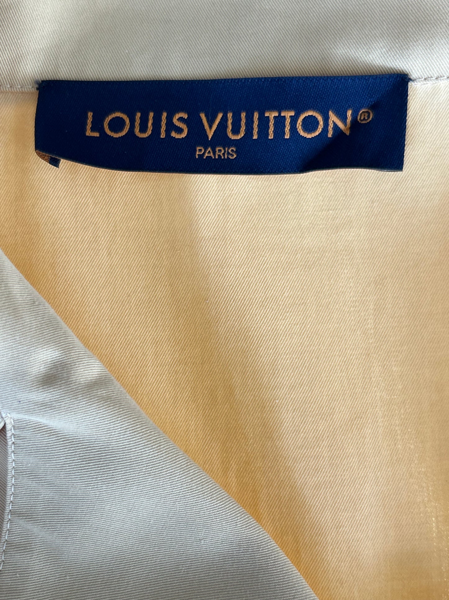 Louis Vuitton Tyler Beige Dog Logo Embroidered Button Up Shirt