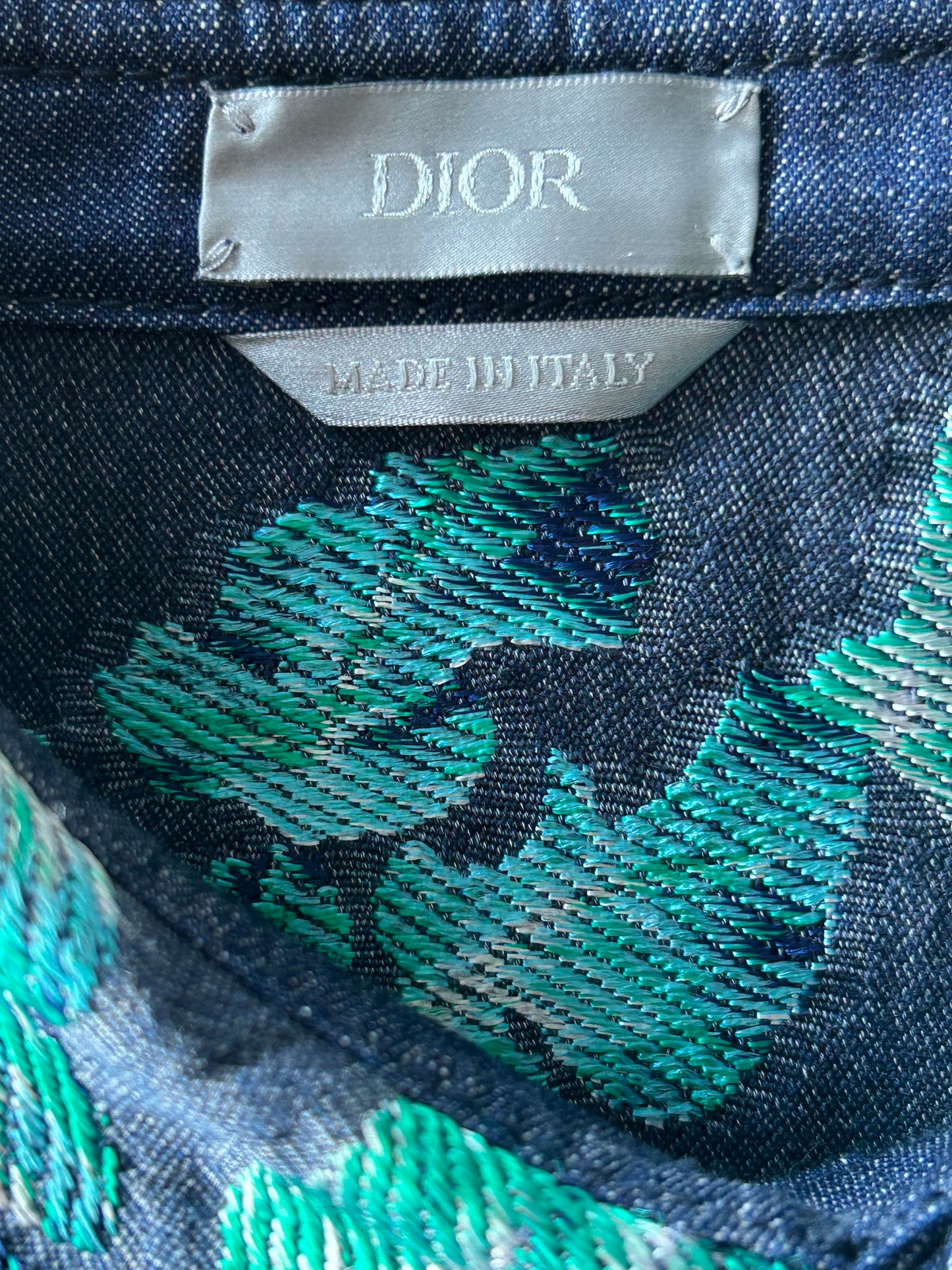 Dior Denim Tears Blue & Green Leaf Button Up Shirt