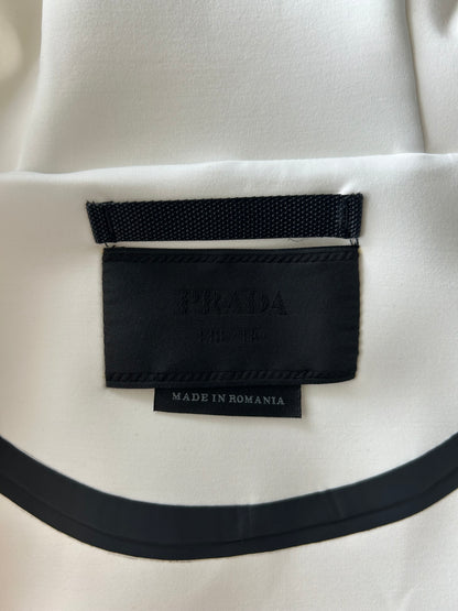 Prada White & Red Logo Zip Up Hoodie