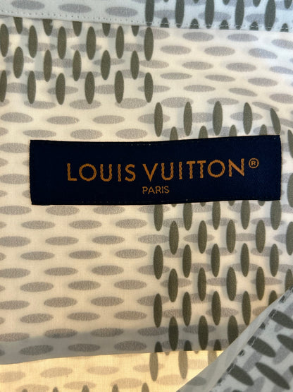 Louis Vuitton White & Grey Giant Damier Button Up Shirt