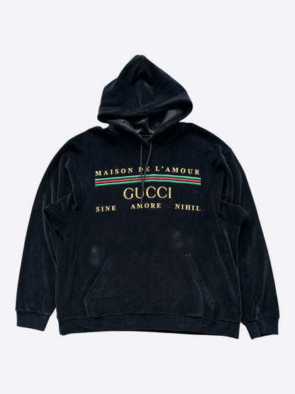 Gucci Black & Multicolor Chenille Velour Hoodie