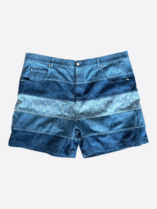 Louis Vuitton Blue Monogram Patchwork Denim Shorts