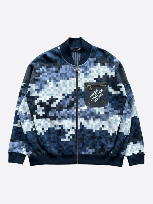 Louis Vuitton Blue Damoflage Bomber Jacket