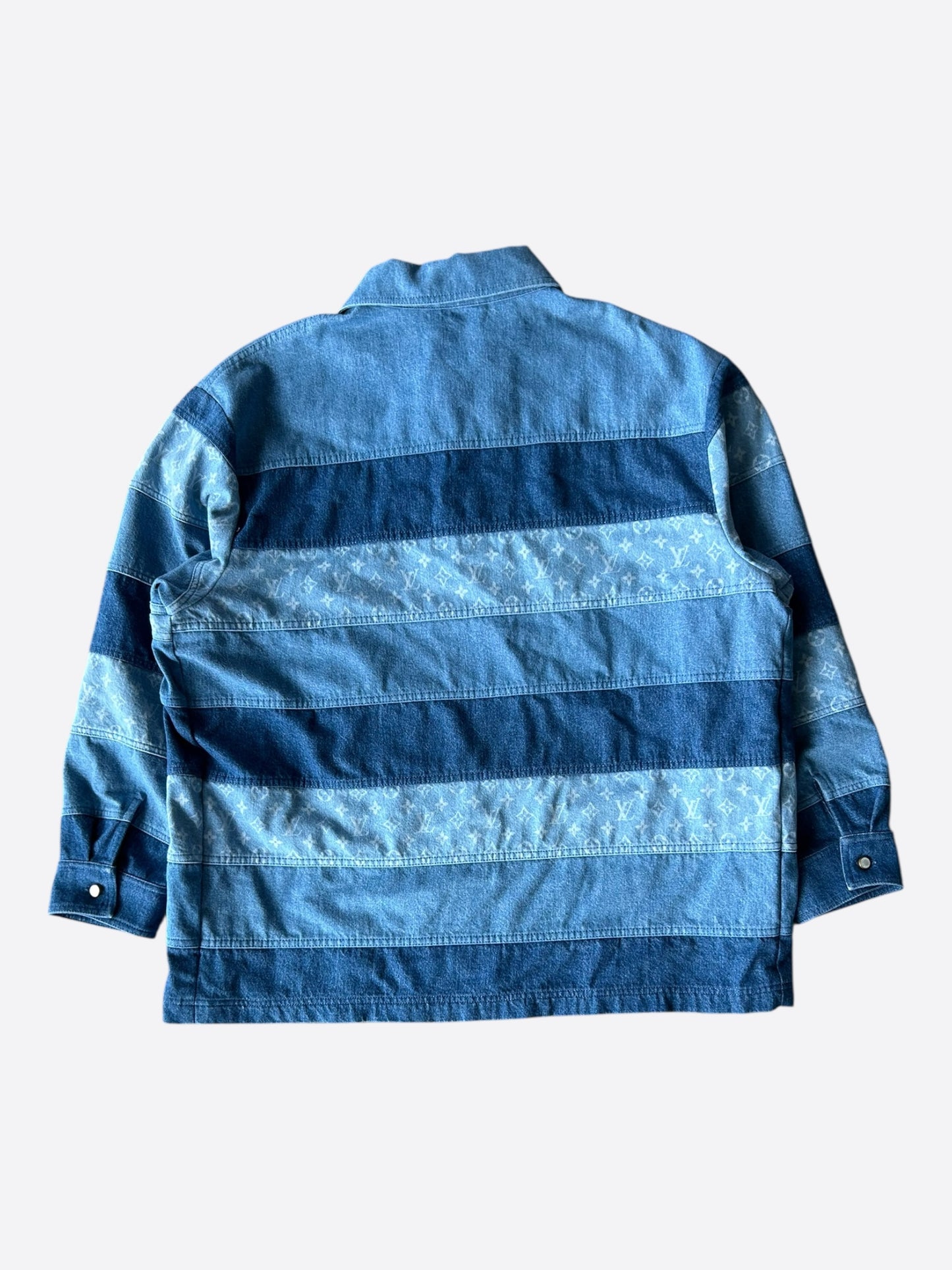 Louis Vuitton Blue Monogram Patchwork Denim Polo Shirt