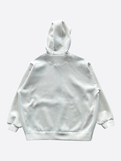 Prada White & Red Logo Zip Up Hoodie
