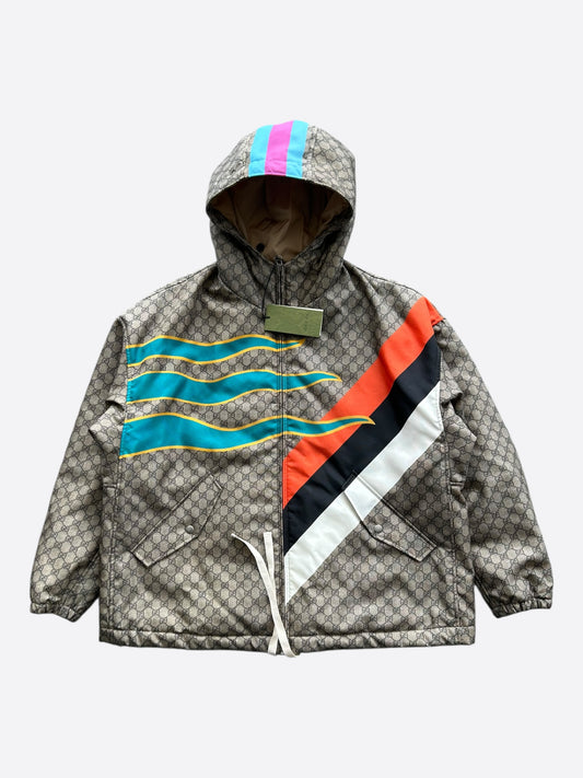Gucci Tan & Multicolor GG Monogram Centum Jacket