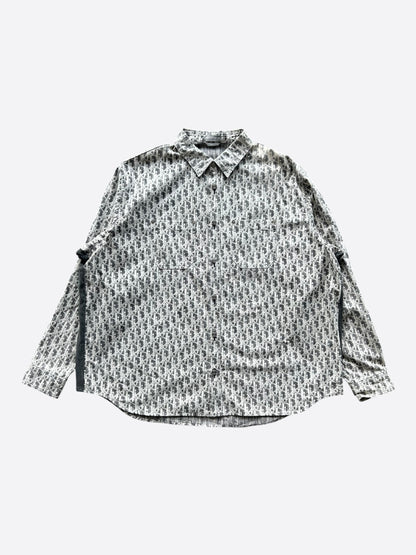 Dior Grey & White Oblique Button Up Shirt