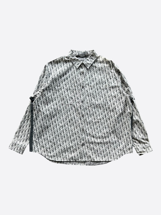 Dior Grey & White Oblique Button Up Shirt