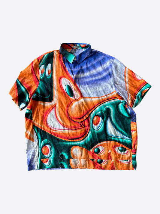 Dior Kenny Scharf Oblique Face Graphic Button Up Shirt