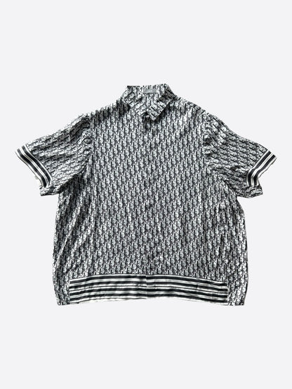 Dior Grey & Black Oblique Silk Button Up Shirt