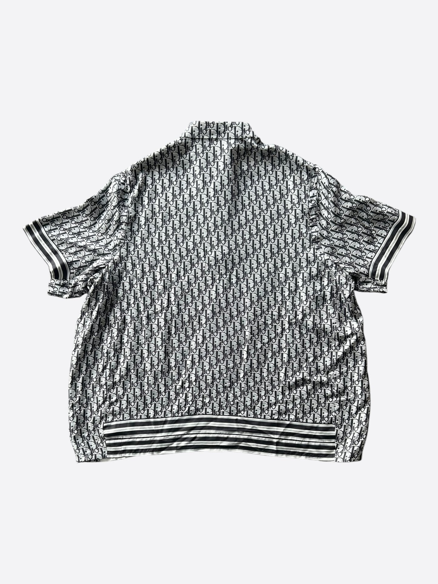 Dior Grey & Black Oblique Silk Button Up Shirt