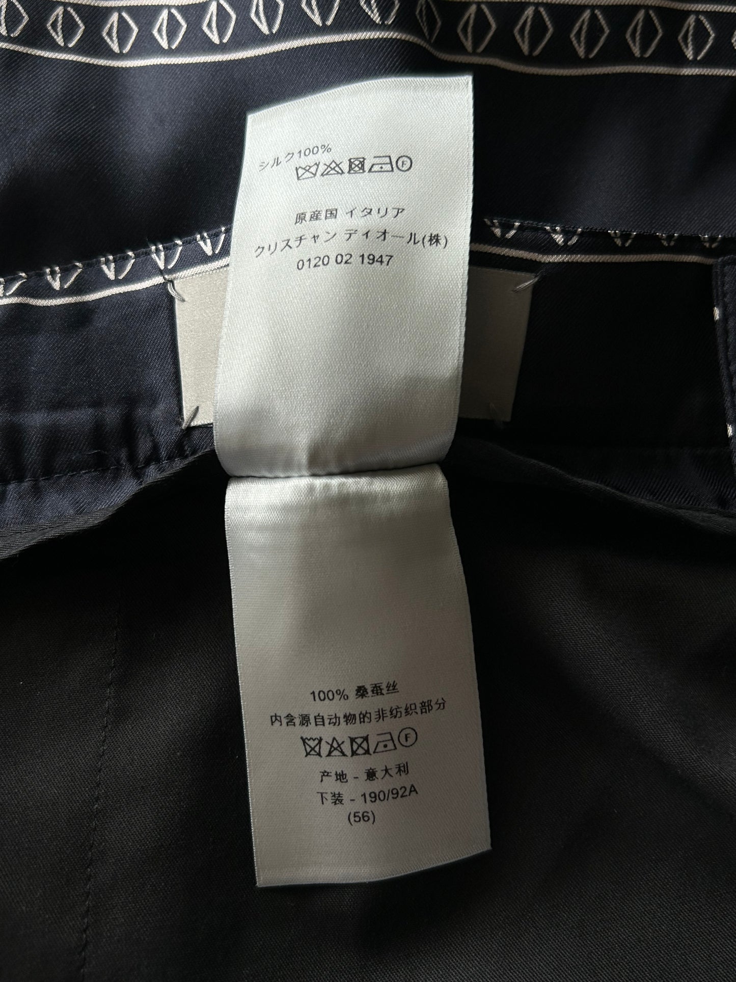 Dior Cactus Jack Navy & White Diamond Bandana Print Silk Shorts