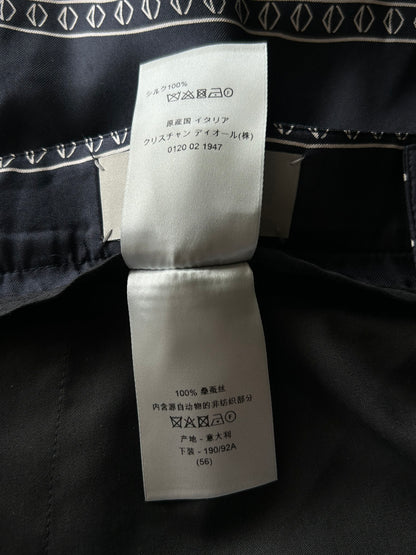 Dior Cactus Jack Navy & White Diamond Bandana Print Silk Shorts
