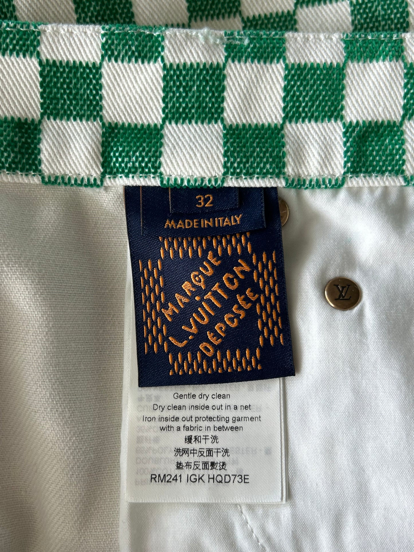 Louis Vuitton Green & White Damier Jeans