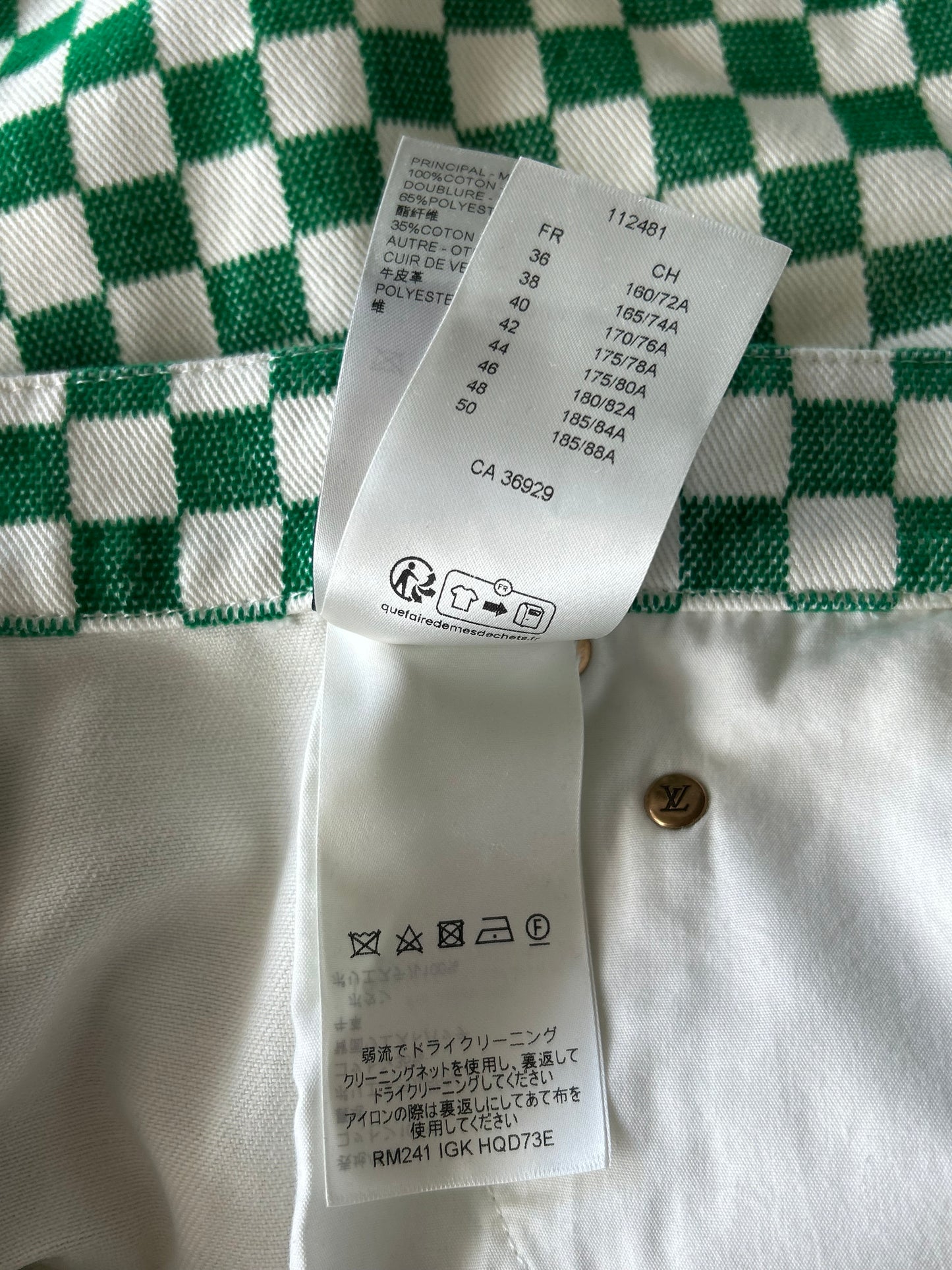 Louis Vuitton Green & White Damier Jeans