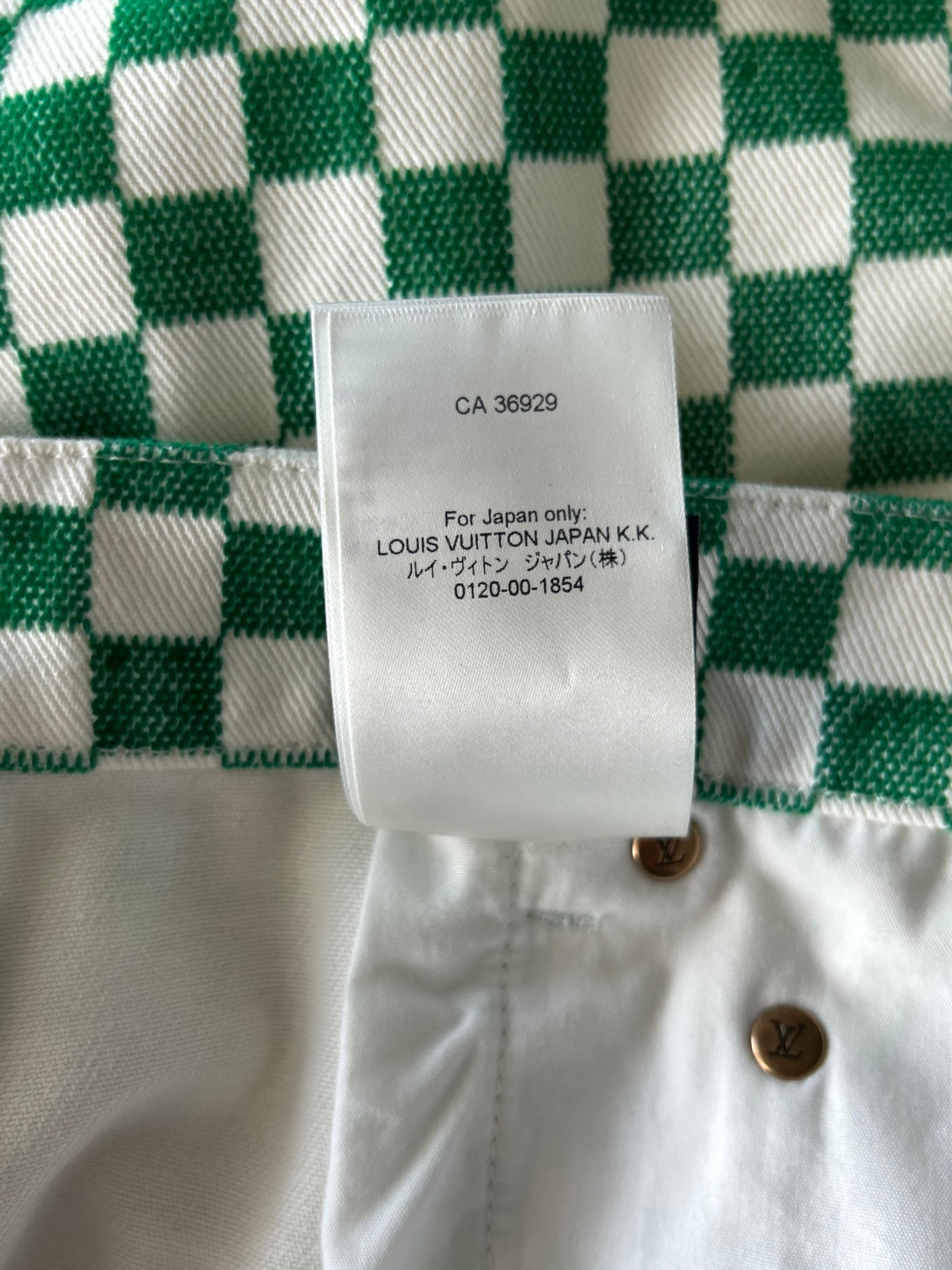 Louis Vuitton Green & White Damier Jeans