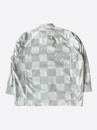 Louis Vuitton White & Grey Giant Damier Button Up Shirt