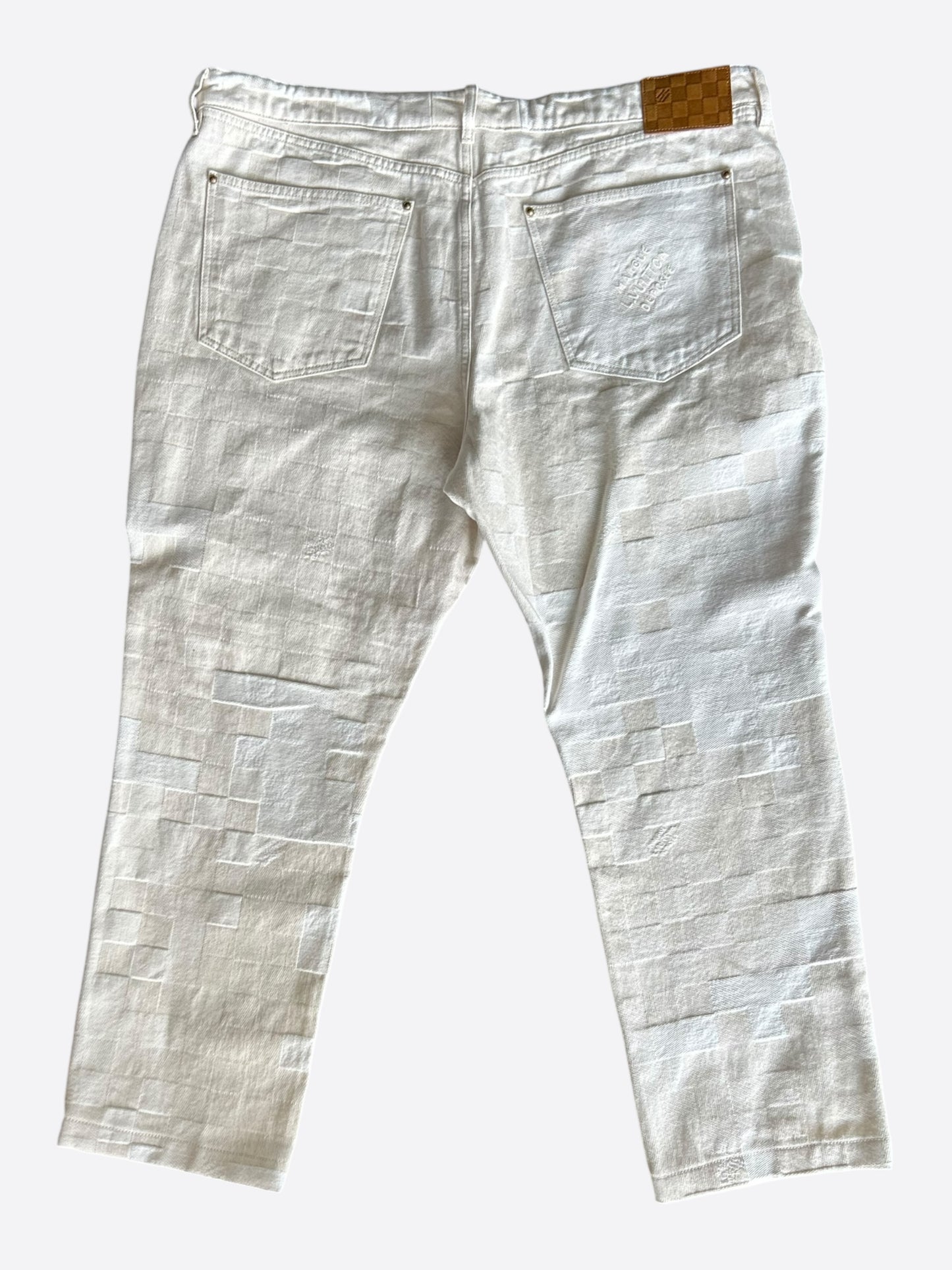 Louis Vuitton Beige Damoflage Straight Jeans