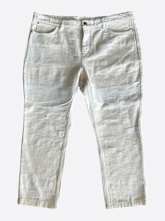 Louis Vuitton Beige Damoflage Straight Jeans