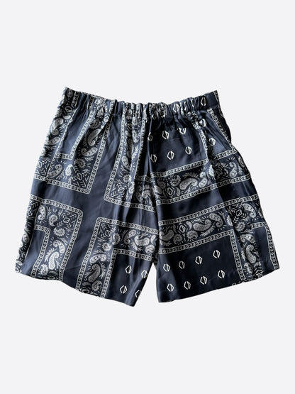Dior Cactus Jack Navy & White Diamond Bandana Print Silk Shorts
