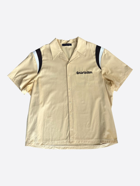 Louis Vuitton Tyler Beige Dog Logo Embroidered Button Up Shirt