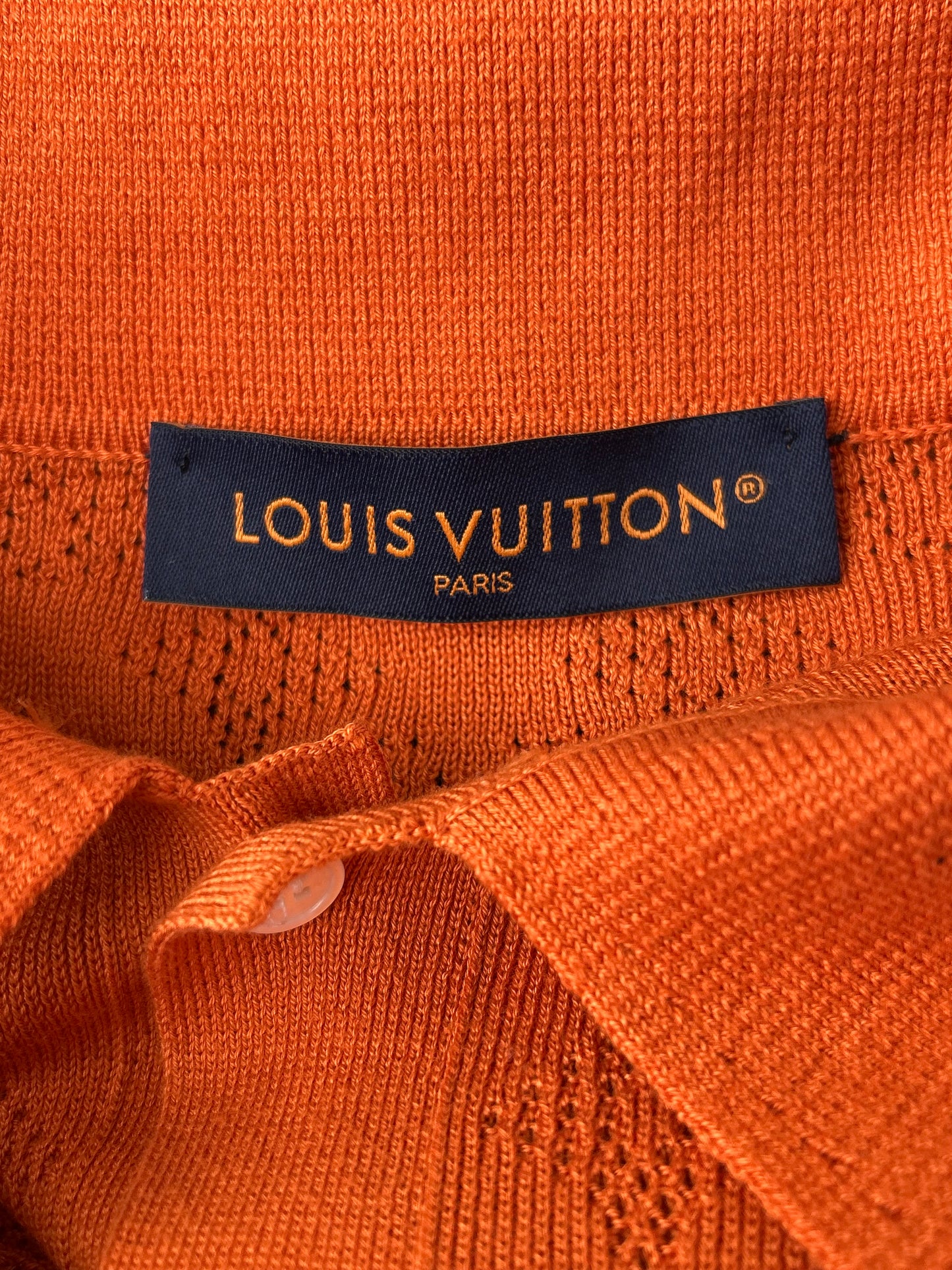 Louis Vuitton Orange Perforated Monogram Knit Shirt