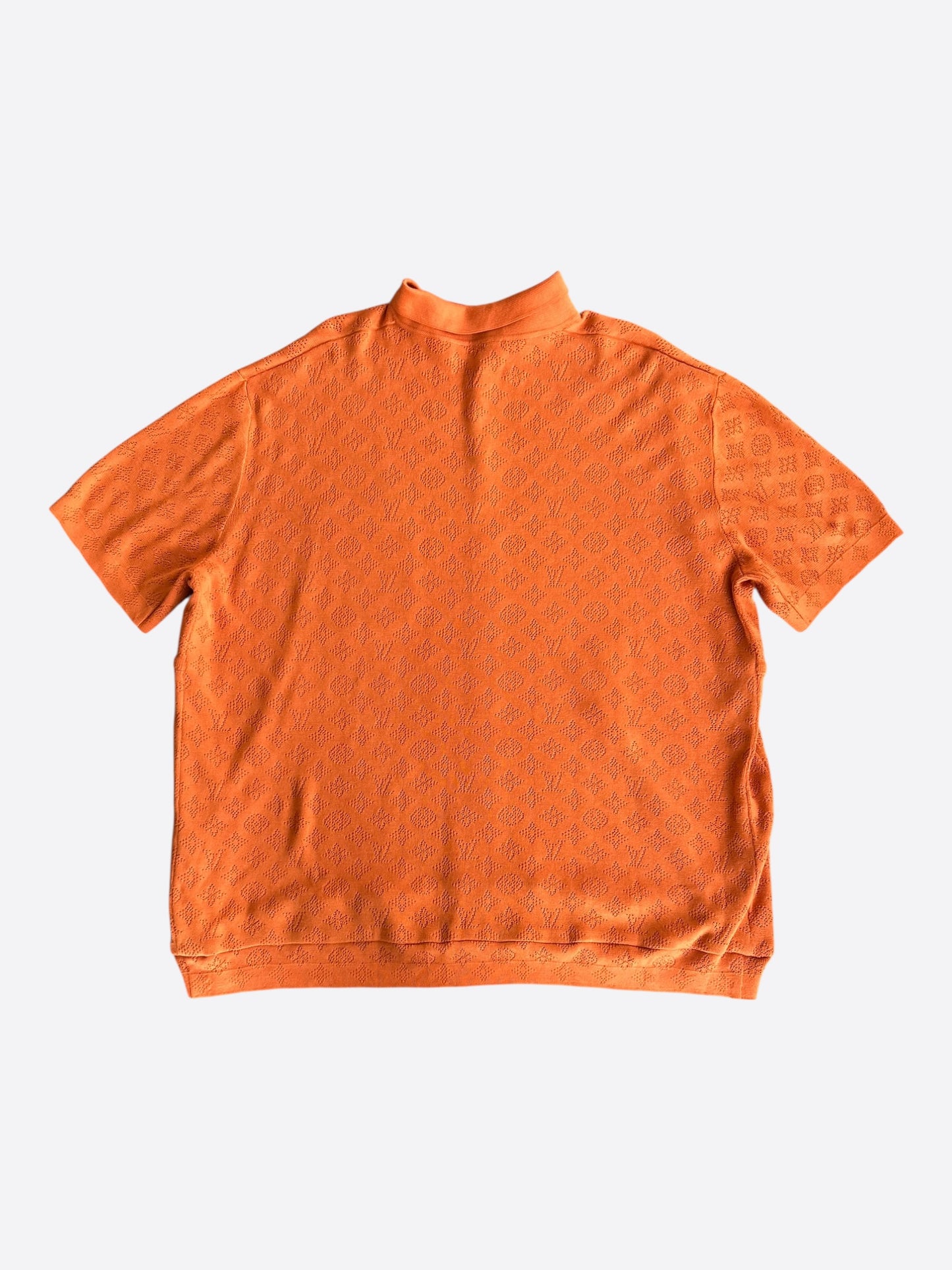 Louis Vuitton Orange Perforated Monogram Knit Shirt