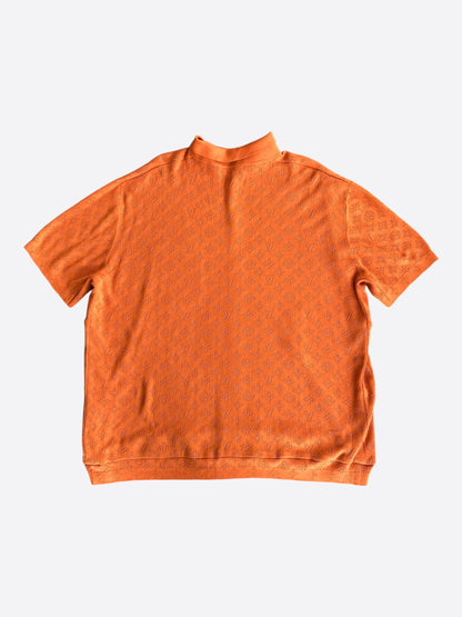 Louis Vuitton Orange Perforated Monogram Knit Shirt