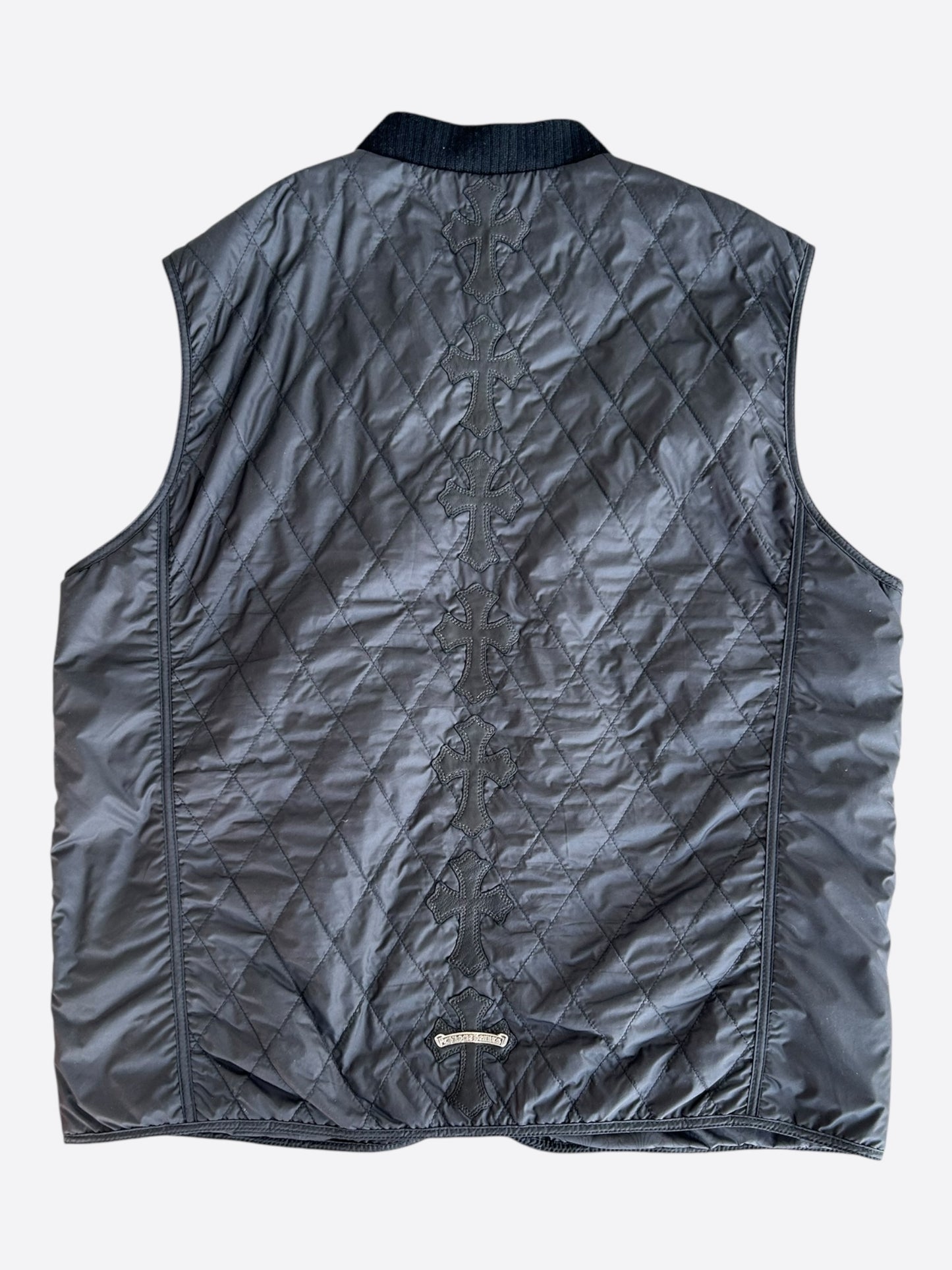 Chrome Hearts Black Quilted Cross Patch Vest