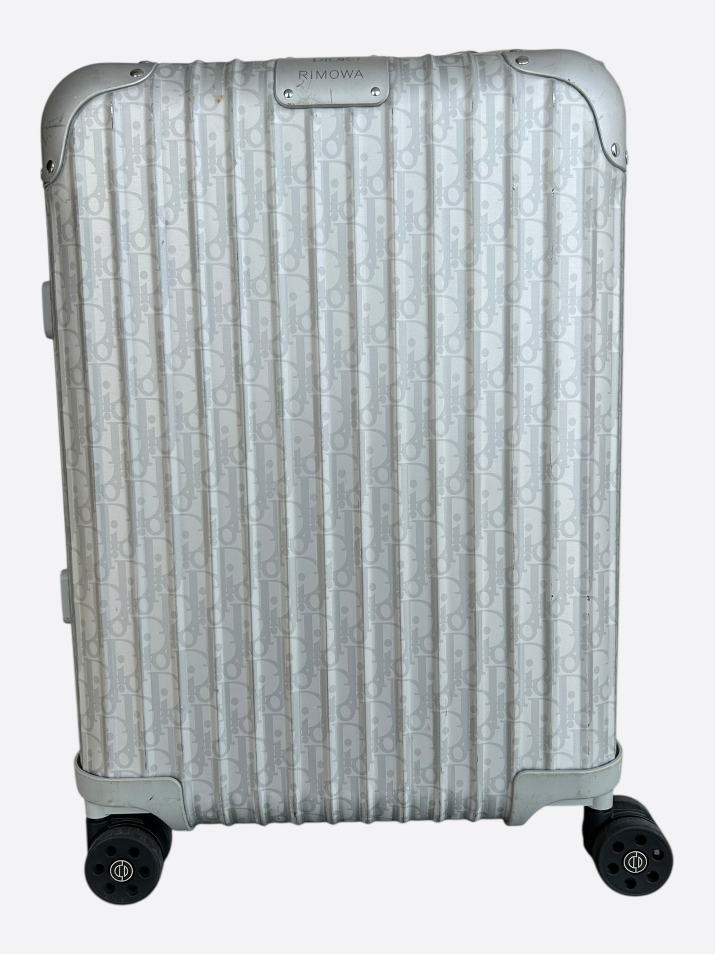 Dior Rimowa Silver Oblique Carry-On Luggage