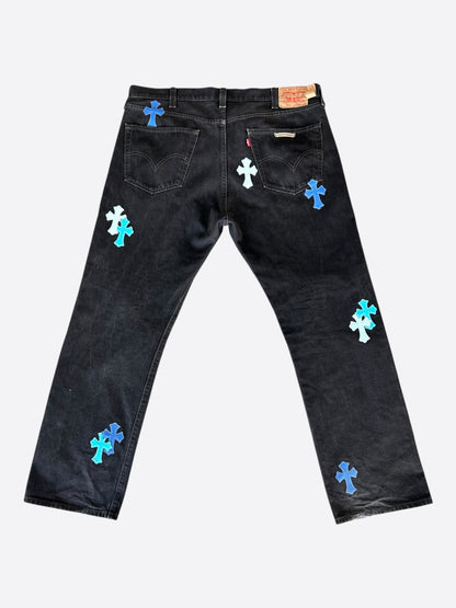 Chrome Hearts Levi's London Exclusive Black & Blue Cross Patch Jeans