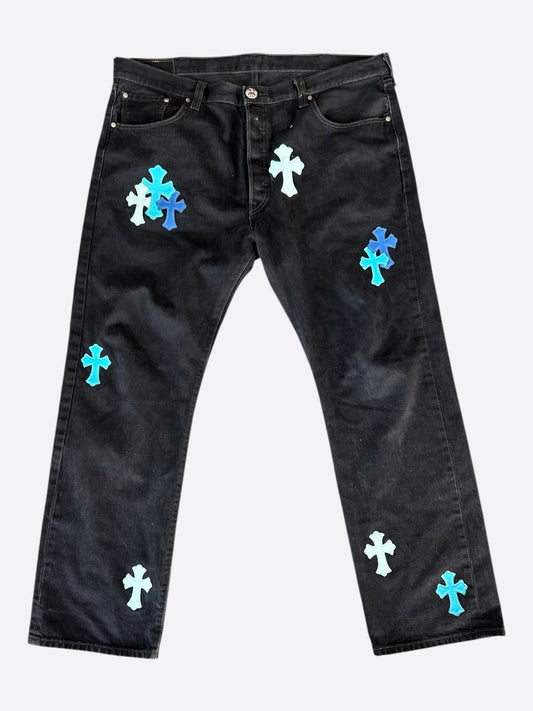 Chrome Hearts Levi's London Exclusive Black & Blue Cross Patch Jeans